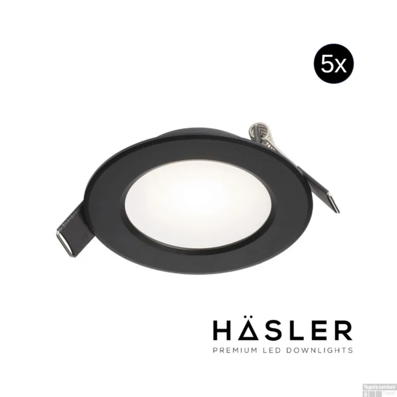 Rechtstreeks Van De Fabrikant Inbouwspot Häsler Murcia Incl. Fase Aansnijding Dimbaar 9.2 cm 4 Watt Helder Wit Zwart Set 5x