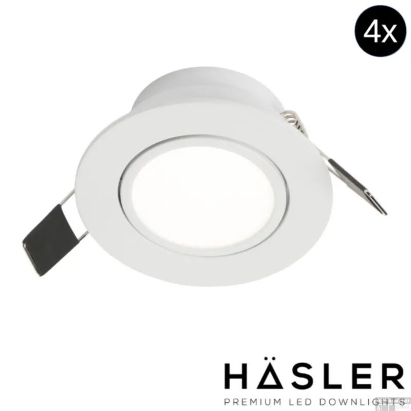 Exclusieve Aanbieding Inbouwspot Häsler Ancona Incl. Fase Aansnijding Dimbaar 8 cm 4 Watt Helder Wit RVS Set 4x