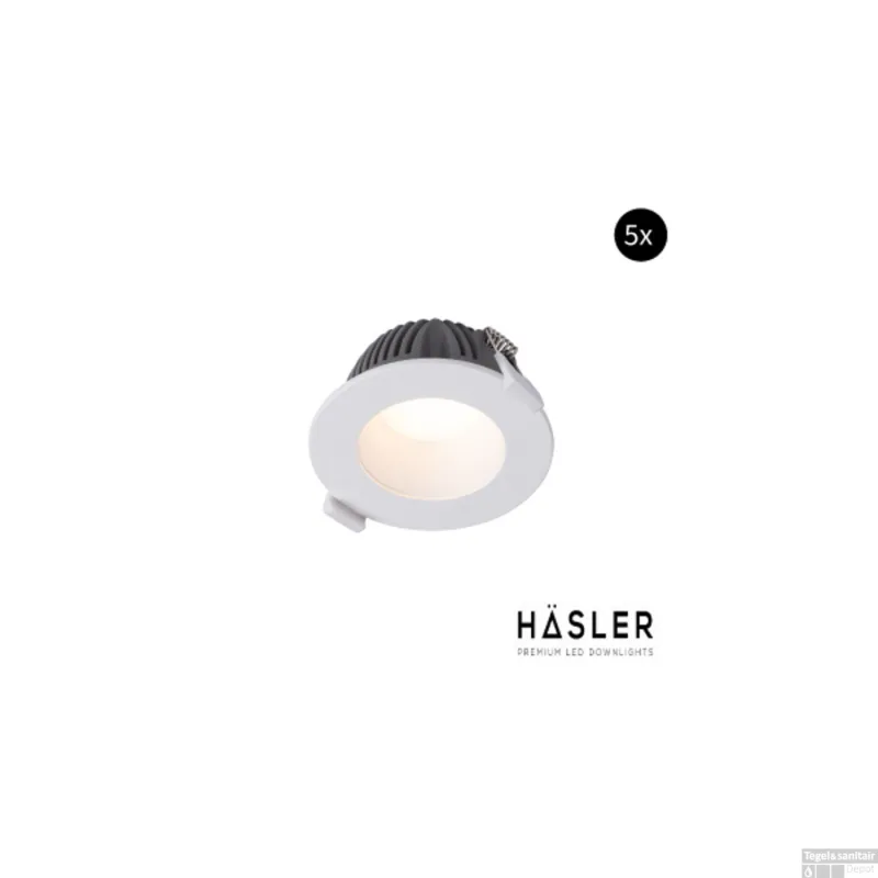 Beperkte Voorraad Inbouwspot Häsler Greccio Incl. Fase Aansnijding Dimbaar 8.8 cm 3.6 Watt Warm Wit Set 5x