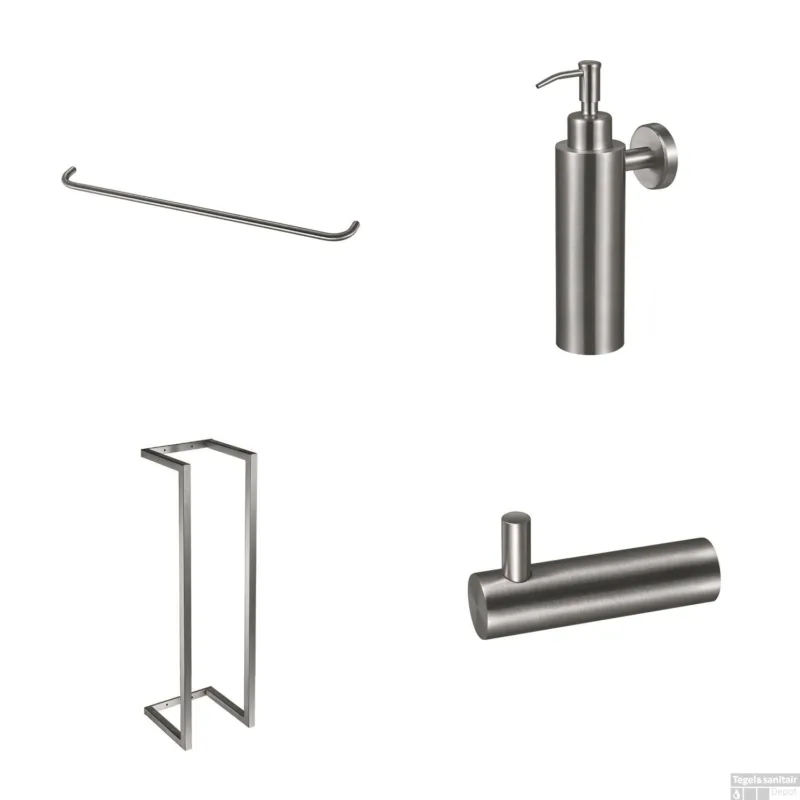 Laatste Versie Accessoireset Qisani Flow Badkamer Geborsteld RVS
