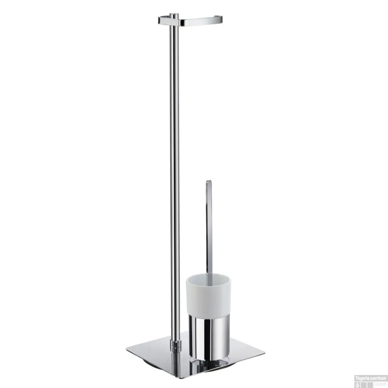Reserverolhouder Smedbo Outline met Borstelhouder Porselein Container Vierkant 23x78 cm Chroom Betrouwbaar
