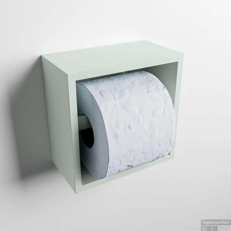 MONDIAZ Easy Toiletrolhouder CUBE 160 solid surface 16x8,6cm kleur Greey. Geschikt voor op en inbouw. Favoriet