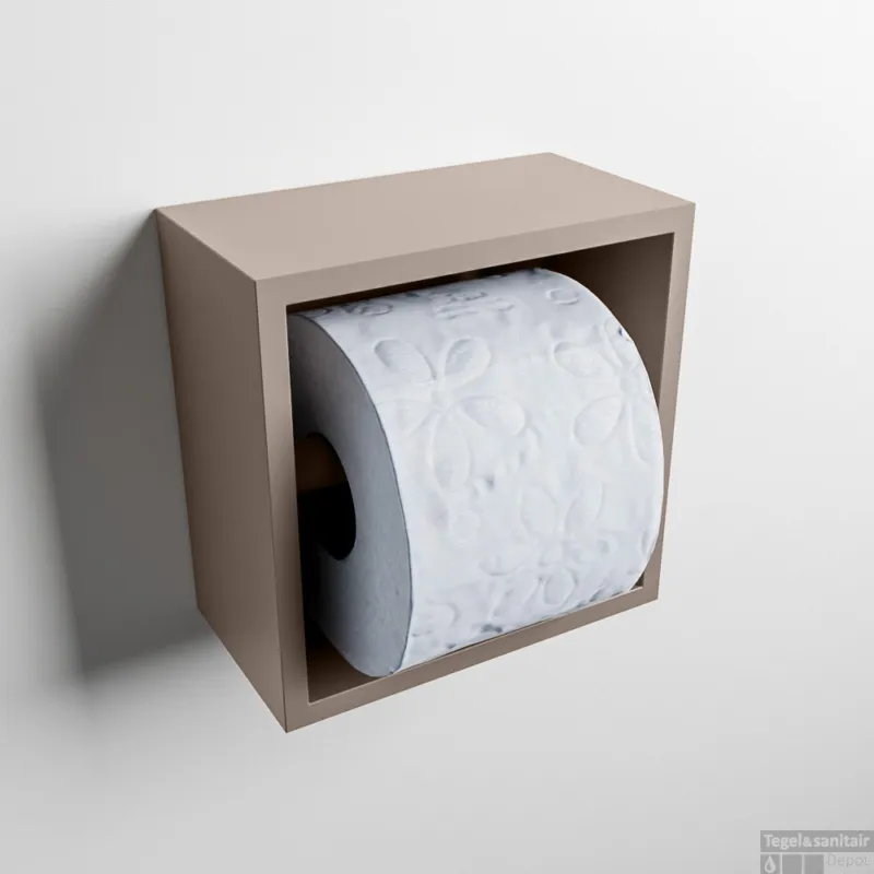 MONDIAZ Easy Toiletrolhouder CUBE 160 solid surface 16x8,6cm kleur Smoke. Geschikt voor op en inbouw. Aanbieding