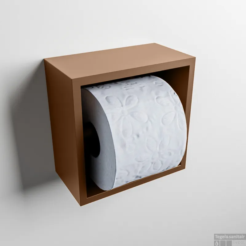 MONDIAZ Easy Toiletrolhouder CUBE 160 solid surface 16x8,6cm kleur Rust. Geschikt voor op en inbouw. Meest Verkocht