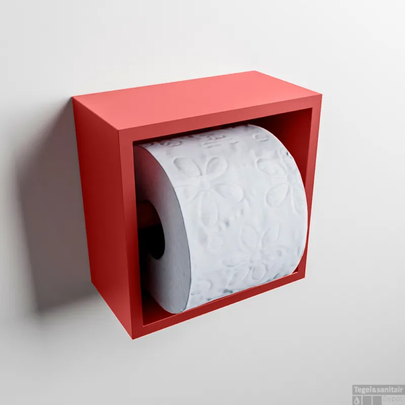 MONDIAZ Easy Toiletrolhouder CUBE 160 solid surface 16x8,6cm kleur Fire. Geschikt voor op en inbouw. Express Levering