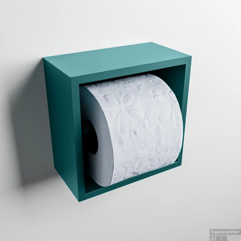 MONDIAZ Easy Toiletrolhouder CUBE 160 solid surface 16x8,6cm kleur Smag. Geschikt voor op en inbouw. Nieuw