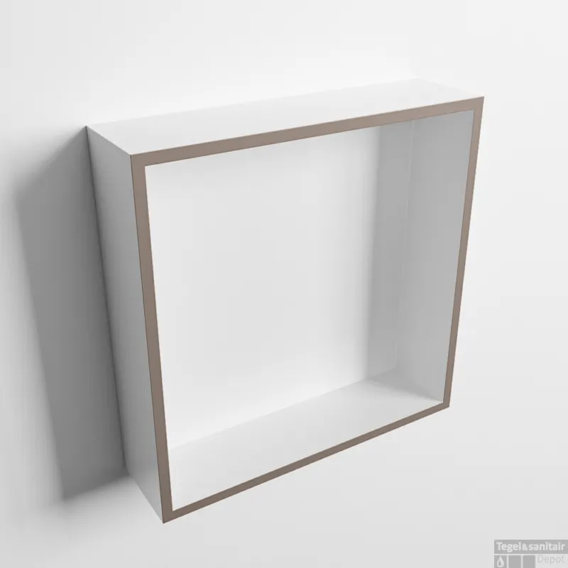 MONDIAZ EASY Nis 29,5x29,5cm in solid surface kleur Smoke Talc. 1 vak geschikt voor in- of opbouw Direct Verzonden