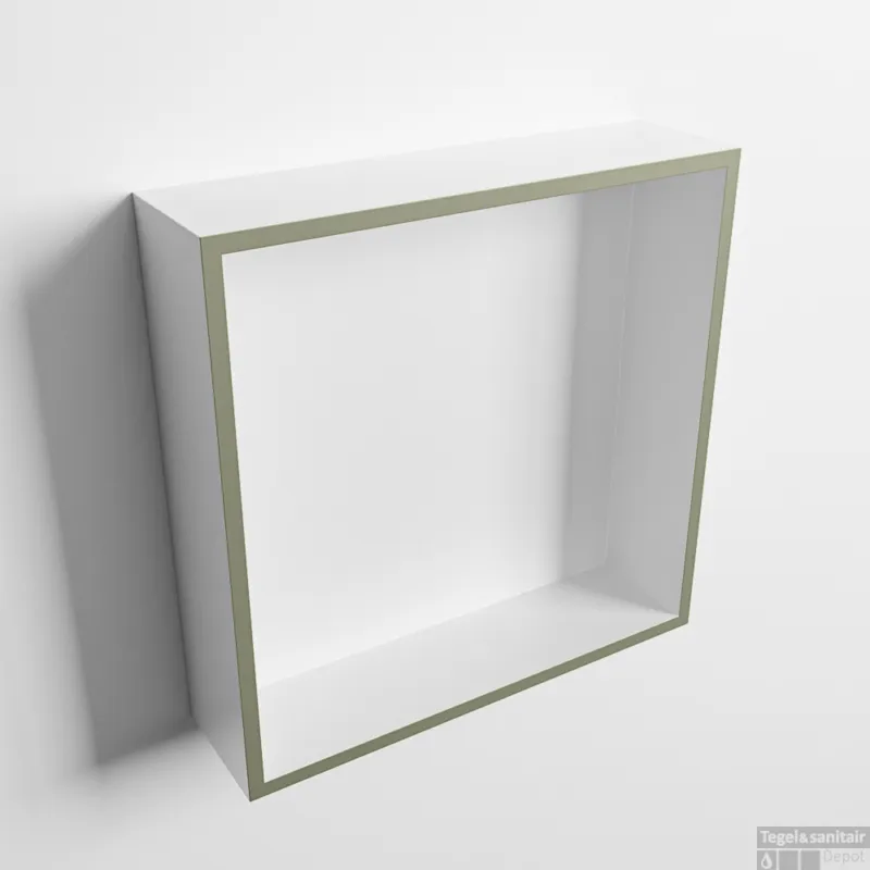 Hete Deal MONDIAZ EASY Nis 29,5x29,5cm in solid surface kleur Army Talc. 1 vak geschikt voor in- of opbouw