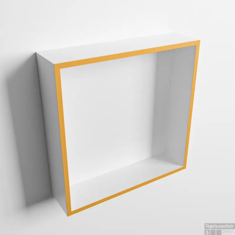 Dagaanbieding MONDIAZ EASY Nis 29,5x29,5cm in solid surface kleur Ocher Talc. 1 vak geschikt voor in- of opbouw