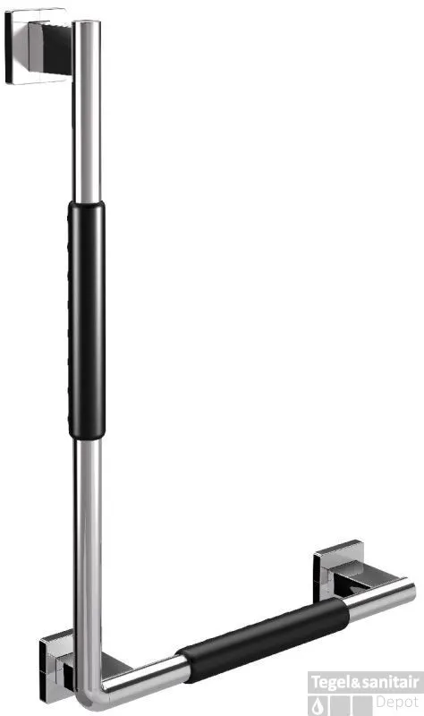 Emco System 2 Gebogen Handgreep Rechts 90 Gr. Chroom-zwart Exclusieve Aanbieding