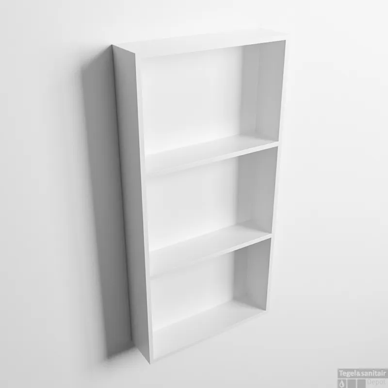 MONDIAZ EASY Nis 59,5x29,5cm in solid surface kleur Talc Talc. 3 vakken geschikt voor in- of opbouw Koop Online