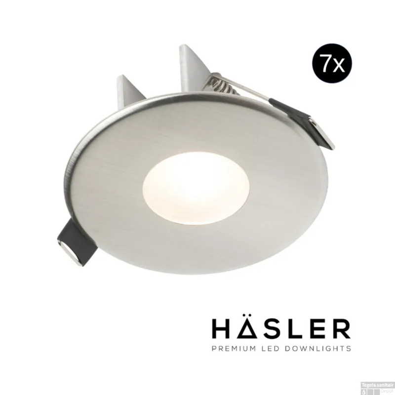 Express Levering Inbouwspot Häsler Blanes Incl. Fase Aansnijding Dimbaar 8 cm 4 Watt Helder Wit RVS Set 7x