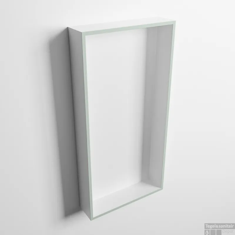 Uitverkoop MONDIAZ EASY Nis 59,5x29,5cm in solid surface kleur Greey Talc. 1 vak geschikt voor in- of opbouw