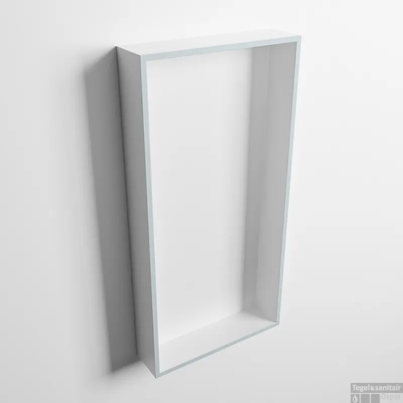 MONDIAZ EASY Nis 59,5x29,5cm in solid surface kleur Clay Talc. 1 vak geschikt voor in- of opbouw Premium