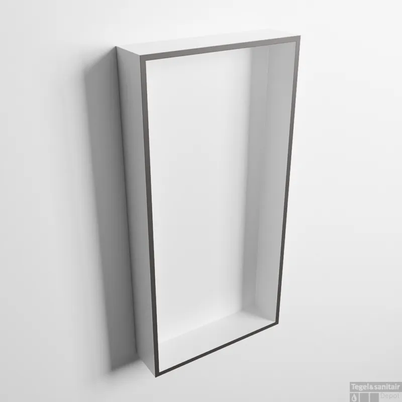 Finale Uitverkoop MONDIAZ EASY Nis 59,5x29,5cm in solid surface kleur DarkGrey Talc. 1 vak geschikt voor in- of opbouw