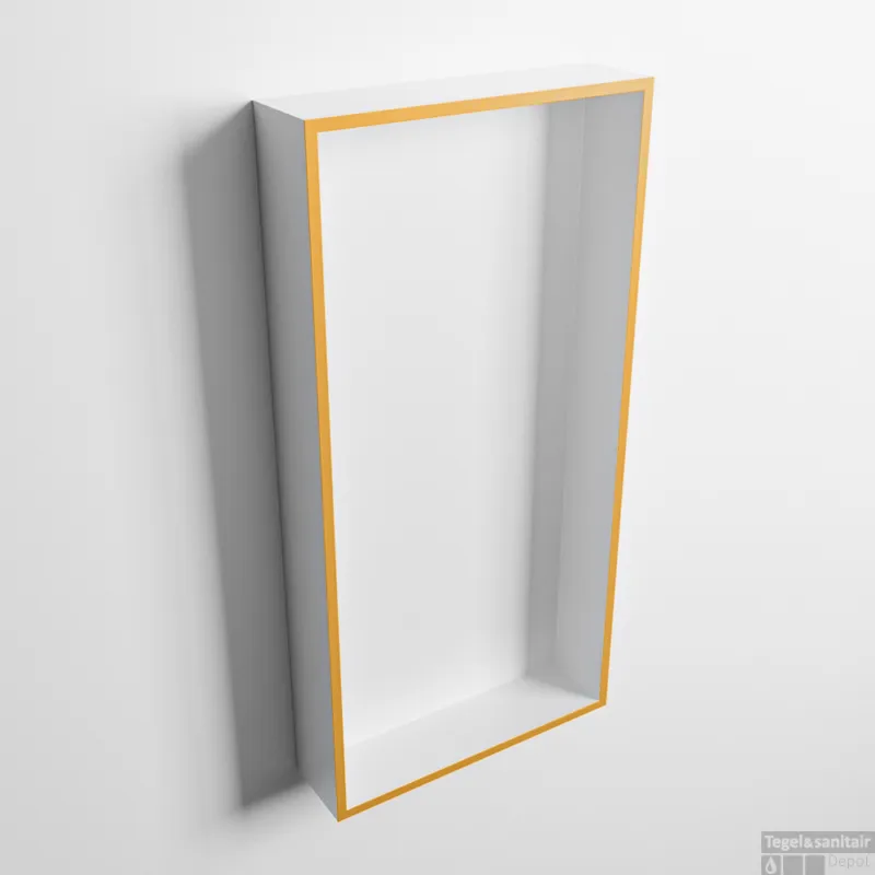 MONDIAZ EASY Nis 59,5x29,5cm in solid surface kleur Ocher Talc. 1 vak geschikt voor in- of opbouw Betaalbaar