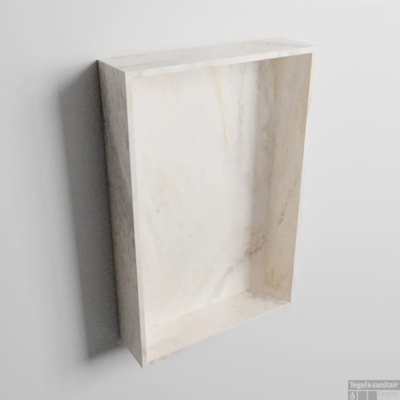 Fabrieksprijs MONDIAZ EASY Nis 44,5x29,5cm in solid surface kleur Ostra. 1 vak geschikt voor in- of opbouw