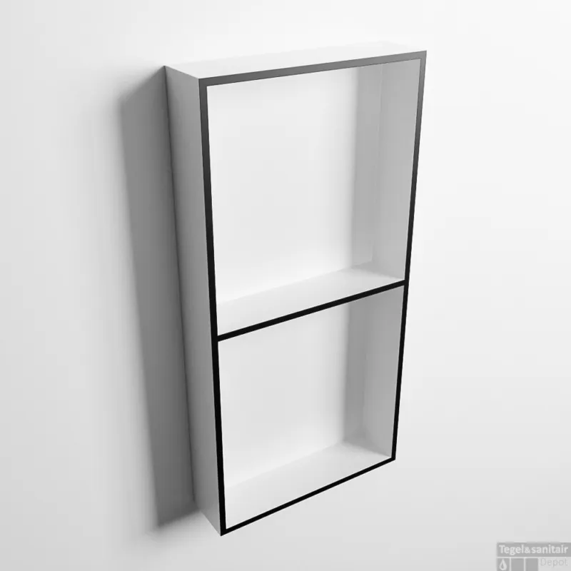 Gratis Retour MONDIAZ EASY Nis 59,5x29,5cm in solid surface kleur Urban Talc. 2 vakken geschikt voor in- of opbouw