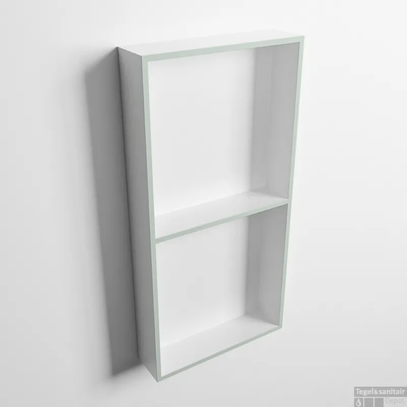 MONDIAZ EASY Nis 59,5x29,5cm in solid surface kleur Greey Talc. 2 vakken geschikt voor in- of opbouw Dagaanbieding