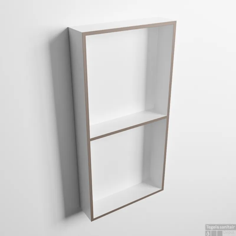 MONDIAZ EASY Nis 59,5x29,5cm in solid surface kleur Smoke Talc. 2 vakken geschikt voor in- of opbouw Koopje