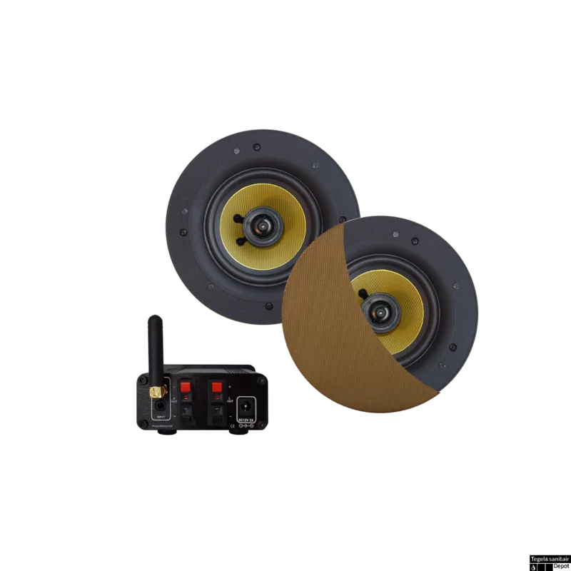 Bluetooth Audiosysteem Aquasound (50 Watt / Bt4.0 / Auto-Aux) Met Samba Speakerset, 230V/12V Brushed Gold Veilige Betaling