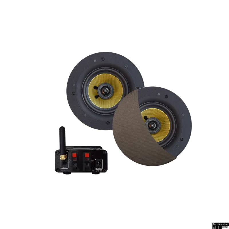 Aanbieding Bluetooth Audiosysteem Aquasound (50 Watt / Bt4.0 / Auto-Aux) Met Samba Speakerset, 230V/12V Inox/Rvs Look