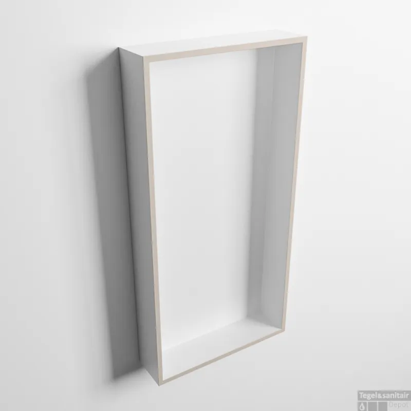 MONDIAZ EASY Nis 59,5x29,5cm in solid surface kleur Linen Talc. 1 vak geschikt voor in- of opbouw Snelle Levering
