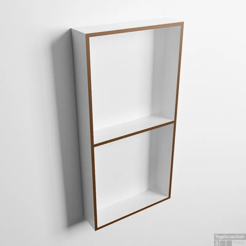 Veilige Betaling MONDIAZ EASY Nis 59,5x29,5cm in solid surface kleur Rust Talc. 2 vakken geschikt voor in- of opbouw