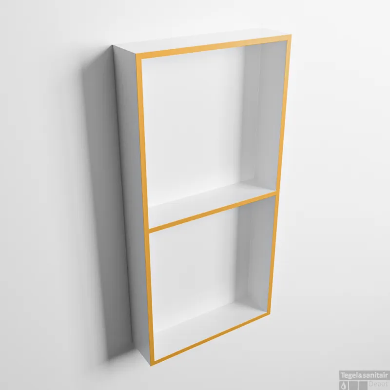 Actieprijs MONDIAZ EASY Nis 59,5x29,5cm in solid surface kleur Ocher Talc. 2 vakken geschikt voor in- of opbouw