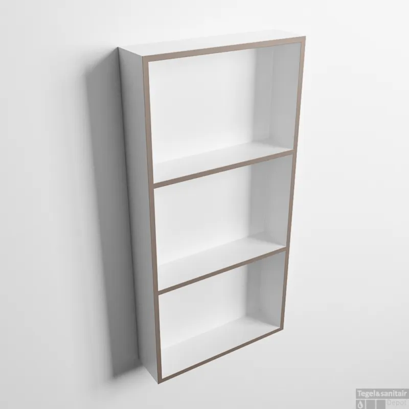 MONDIAZ EASY Nis 59,5x29,5cm in solid surface kleur Smoke Talc. 3 vakken geschikt voor in- of opbouw Voordeelprijs