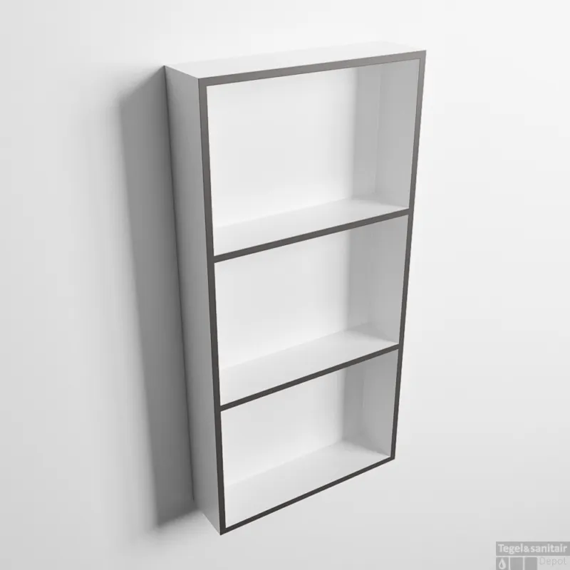 Gratis Retour MONDIAZ EASY Nis 59,5x29,5cm in solid surface kleur DarkGrey Talc. 3 vakken geschikt voor in- of opbouw