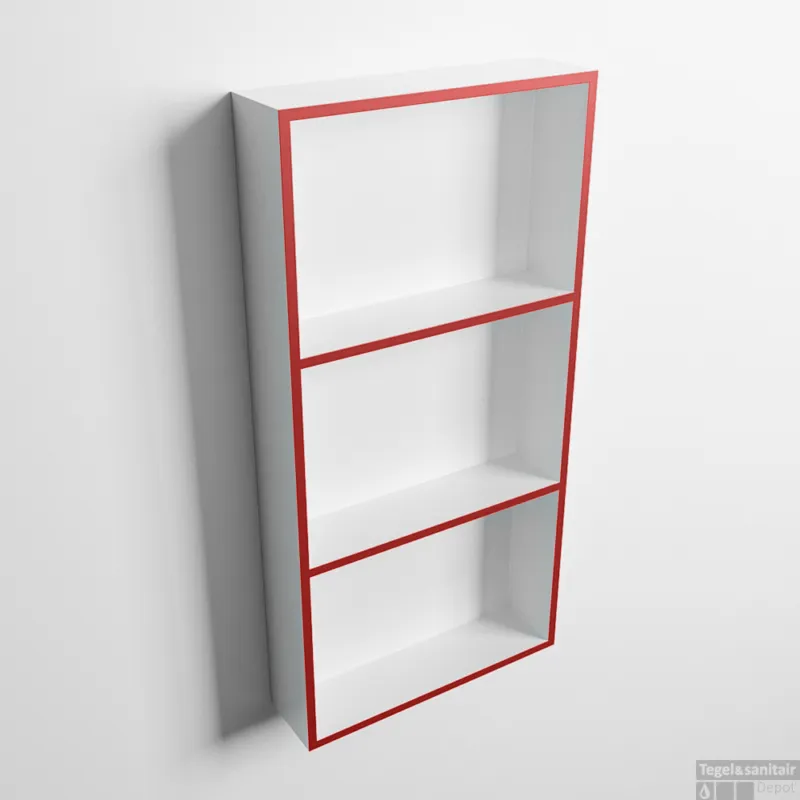 Direct Verzonden MONDIAZ EASY Nis 59,5x29,5cm in solid surface kleur Fire Talc. 3 vakken geschikt voor in- of opbouw