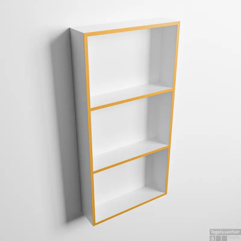 MONDIAZ EASY Nis 59,5x29,5cm in solid surface kleur Ocher Talc. 3 vakken geschikt voor in- of opbouw Beperkte Voorraad