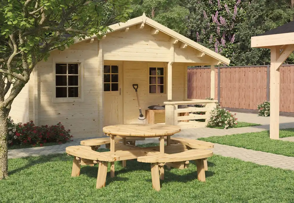 Picknicktafel Geimpregneerd hout 219x73cm Rond Aanbieding