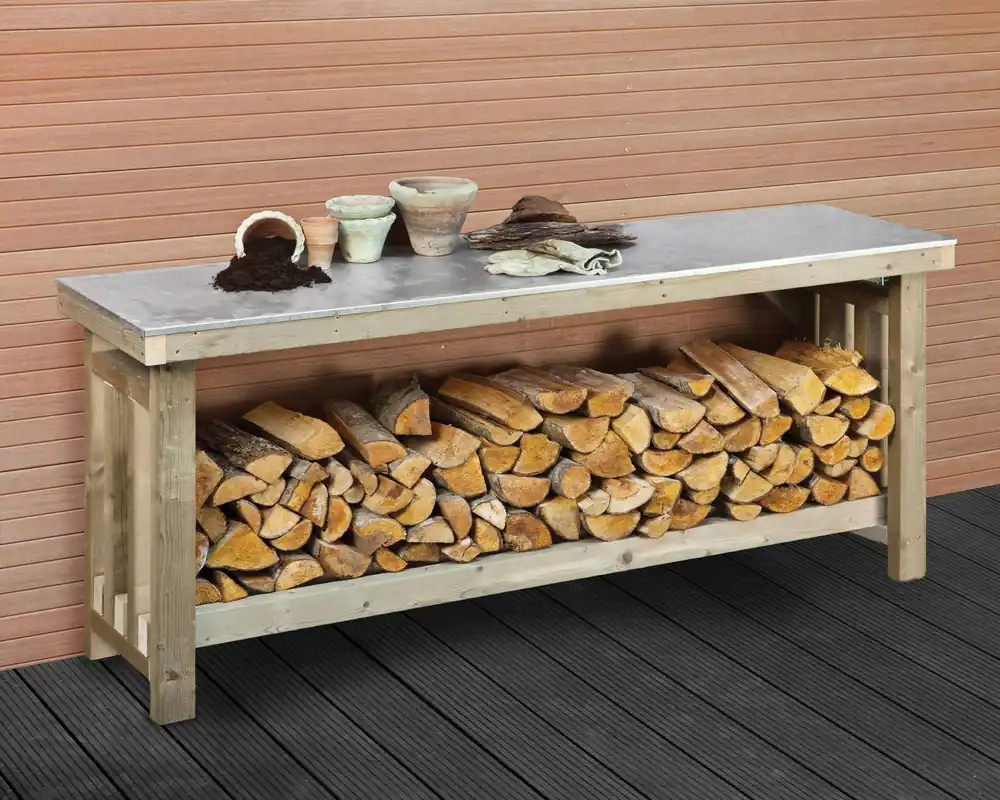 Weekendaanbieding Werkbank Groot Met Zinken Blad 180x50x80cm