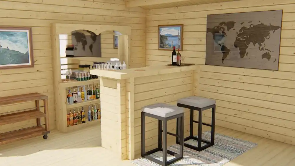 Shop Nu Vuren houten Bar met Kast wanddikte 44 mm - Onbehandeld