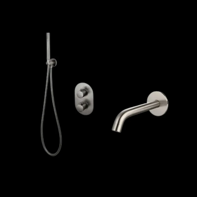 Badset Sanilux Rubb Inbouw Met Thermostaat, Doucheslang en Handdouche Gunmetal Finale Uitverkoop