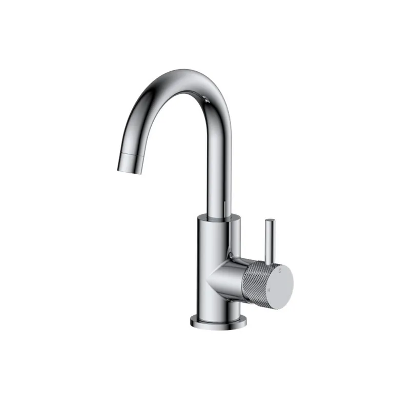 Wastafelmengkraan Sanilux Largo Opbouw Met Draaibare Uitloop Met Geribbeld Knop Chroom Premium