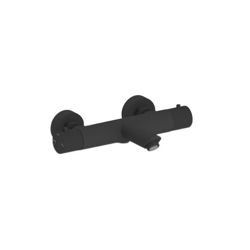 Badmengkraan Sanilux Lega Opbouw Thermostatisch Rond Met Geribbeld Knop Mat Zwart Op = Op