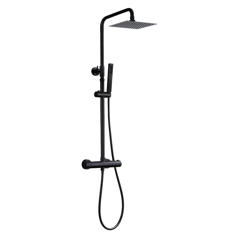 Gecertificeerd Regendoucheset Aqua Splash Thermostatisch Square met Handdouche Mat Zwart