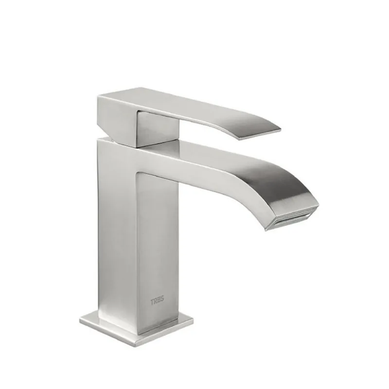 Veilige Betaling Wastafelmengkraan Tres Cuadro Exclusive 1-Hendel Uitloop Gebogen 16 cm met Waterval Vierkant RVS