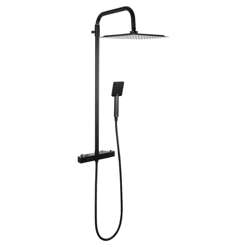 Regendouche Differnz Thermoline Vierkant 25x25 cm Stortdouche met Handdouche Mat Zwart Superprijs