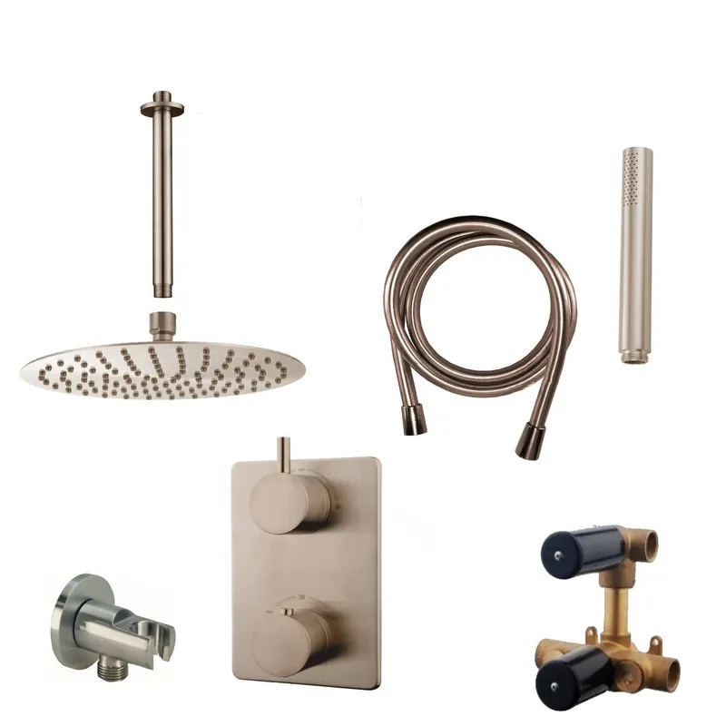Premium Wiesbaden Inbouw Regendouche Set 09 Caral Plafonduitloop RVS