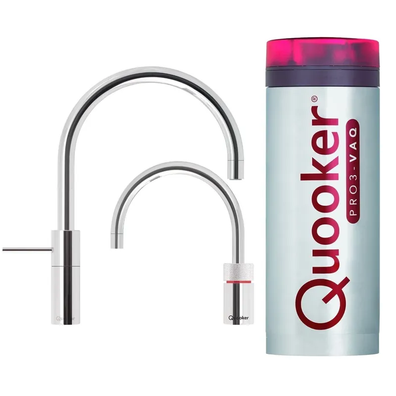Quooker Nordic Round Twintaps met PRO3 VAQ-E Boiler RVS Beperkt Aanbod
