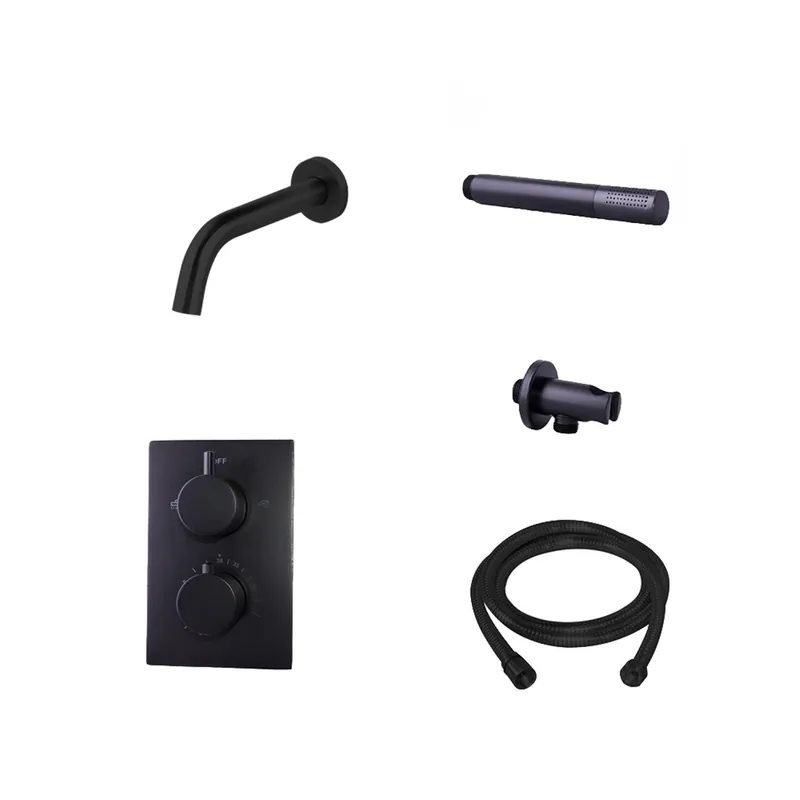 Badkraan Inbouw Boss & Wessing Nero Compleet met Handdouche Mat Zwart Exclusieve Aanbieding