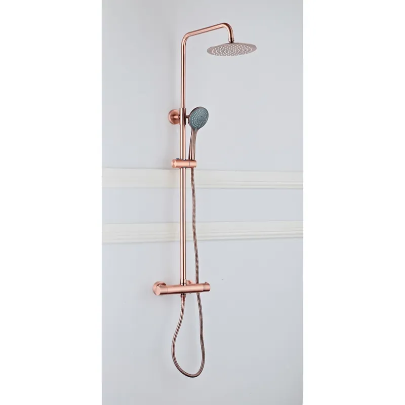 Bestseller Opbouw Regendouche Set Boss & Wessing Copper 20 cm met Handdouche Geborsteld Koper