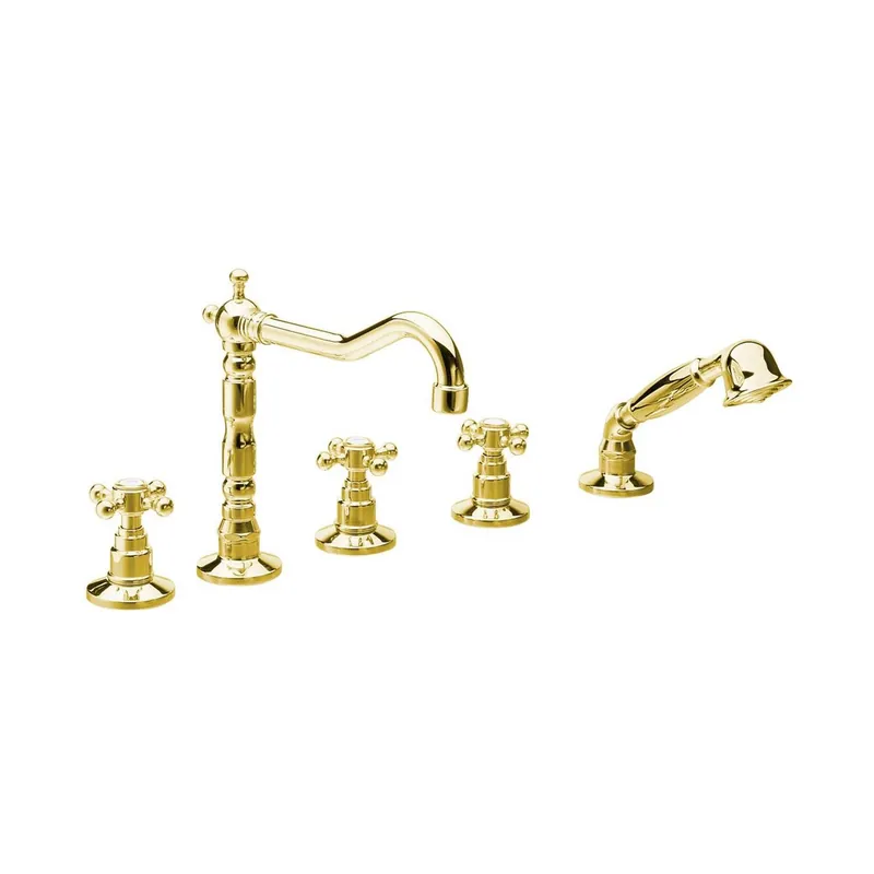 Snelle Levering Badrandkraan Sapho Antea 3-kruisgreep Mengkraan Retro Compleet 5-gats Goud
