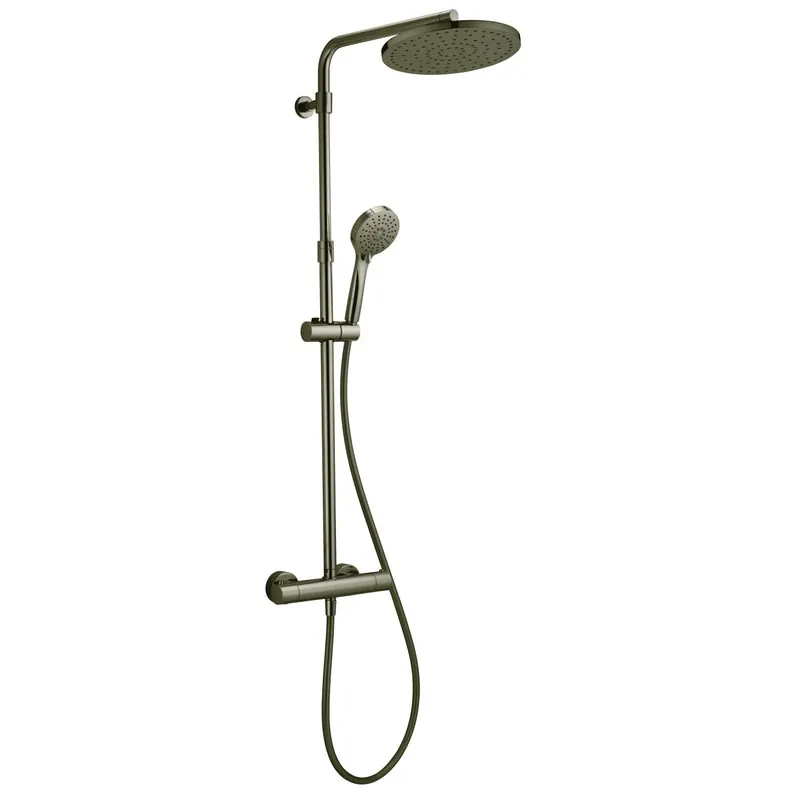 Bestseller Opbouw Regendouche Salenzi Giro Thermostatisch 30cm en 3 standen Handdouche Gegalvaniseerd Zwart Chroom