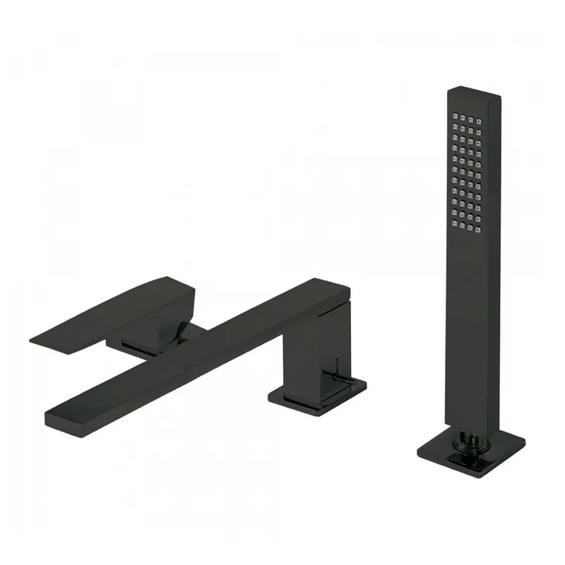 Tijdelijk Beschikbaar Badrand Mengkraan Tres Slim met Handdouche 22x6.2 cm Vierkant Mat Zwart
