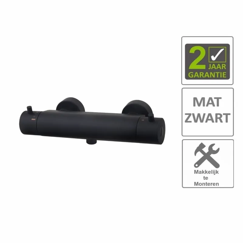 AQS Thermostaatkraan Douche Cool Touch Mat Zwart Tijdelijk Beschikbaar